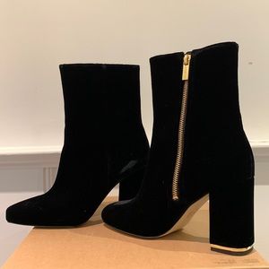 Michael Kors Velour High-Heeled Boot with Zipper Closure